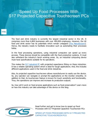 Speed Up Food Processes With S17 Projected Capacitive Touchscreen PCs