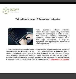 Talk to Experts Now at IT Consultancy in London