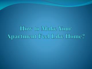 How to Make Your Apartment Feel Like Home