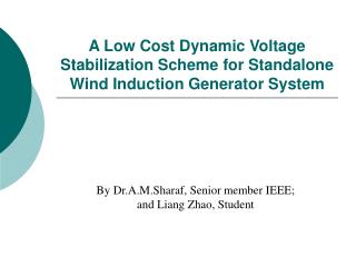 A Low Cost Dynamic Voltage Stabilization Scheme for Standalone Wind Induction Generator System