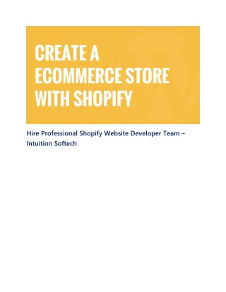 Hire Professional Shopify Website Developer Team