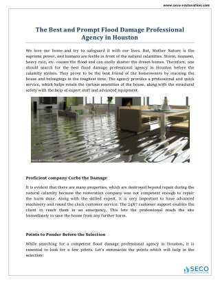 Flood Damage Restoration in Houston - Seco Restoration