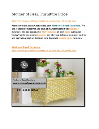 Mother of Pearl Furniture Price