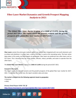 Fiber Laser Market Dynamics and Growth Prospect Mapping Analysis to 2021