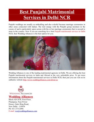 Best Punjabi Matrimonial Services in Delhi NCR