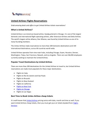 United Airline Flights Reservations