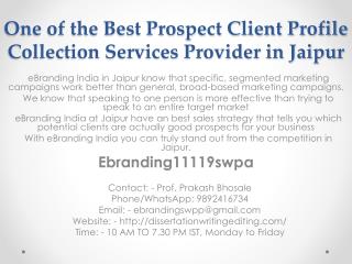 One of the Best Prospect Client Profile Collection Services Provider in Jaipur