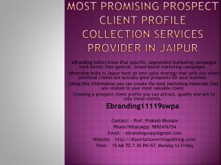 Most Promising Prospect Client Profile Collection Services Provider in Jaipur