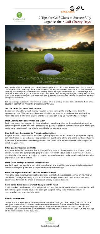 Useful Tips For Golf Clubs To Organize their Golf Charity Days
