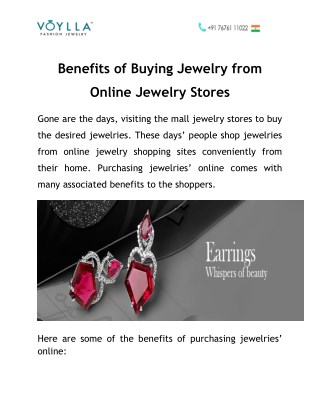 Benefits of Buying Jewelry from Online Jewelry Stores
