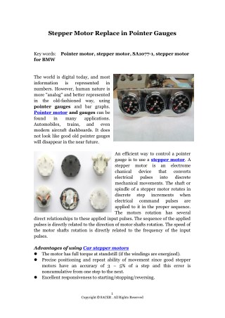 Stepper Motor Replace in Pointer Gauges
