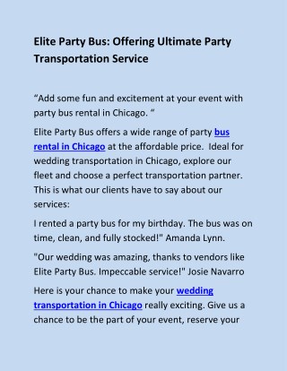 Party Buses in Chicago