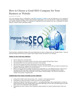 How to Choose a Good SEO Company for Your Business or Website