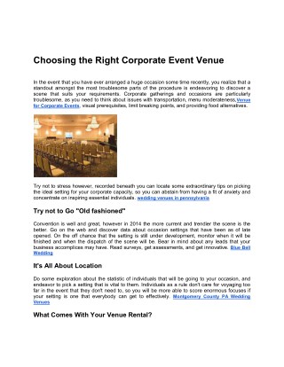 Choosing the Right Corporate Event Venue