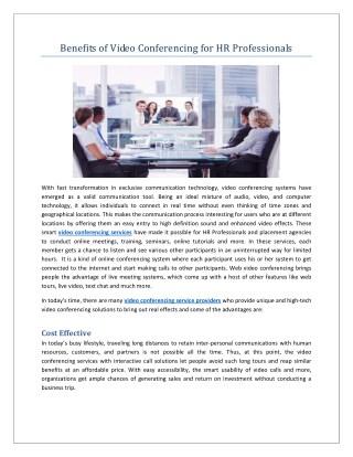 Benefits of Video Conferencing for HR Professionals
