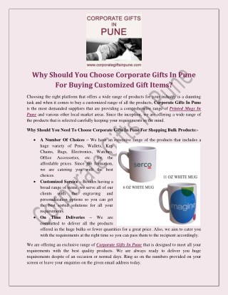 Why Should You Choose Corporate Gifts In Pune For Buying Customized Gift Items