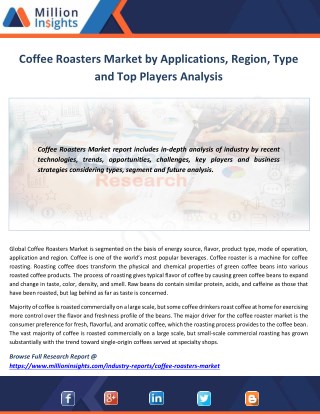 Coffee Roasters Market Share, Market Size, Market Trends and Analysis 2021