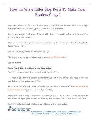 How To Write Killer Blog Posts To Make Your Readers Crazy?