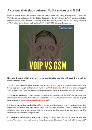 A comparative study between VoIP services and GSM
