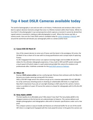 Top 4 Best DSLR Cameras available Today
