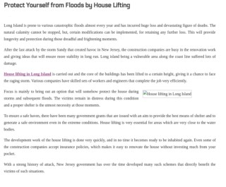 Protect Yourself from Floods by House Lifting