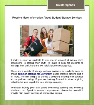 Receive More Information About Student Storage Services