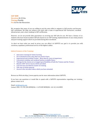 SAP SRM Online Training | SAP SRM Training in Chennai