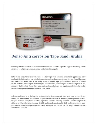 Denso Anti corrosion Tape Saudi Arabia