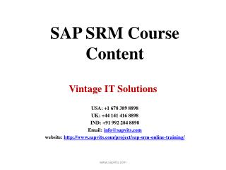SAP SRM Course Content | SAP SRM Training in Chennai