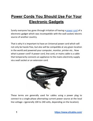 Power Cord You Should Use For Your Electronic Gadgets