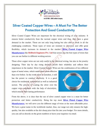 Silver Coated Copper Wires – A Must For The Better Protection And Good Conductivity