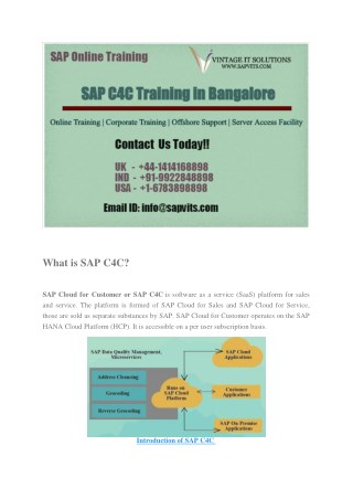 SAP C4C Training in Bangalore PDF