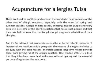 Acupuncture for allergies Tulsa