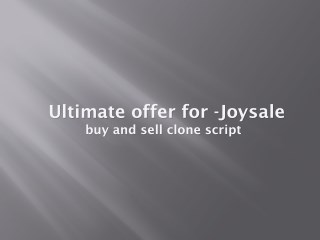 Huge Offer for Joysale - Online Classified script