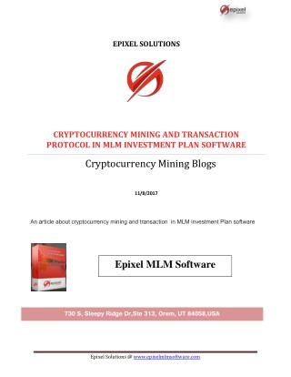 Cryptocurrency Mining And Transaction Protocol in MLM Investment Plan Software