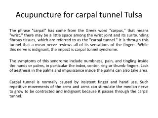 Acupuncture for carpal tunnel Tulsa