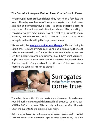 The Cost of a Surrogate Mother: Every Couple Should Know