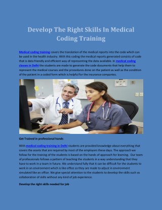 Develop The Right Skills In Medical Coding Training