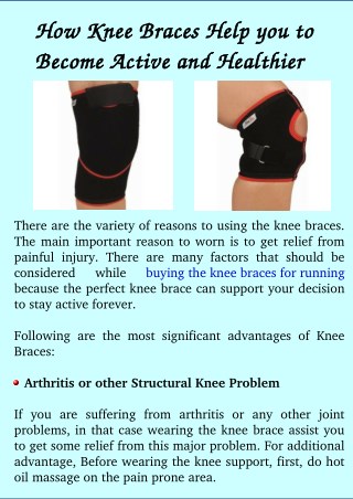 How Knee Braces Help you to Become Active and Healthier