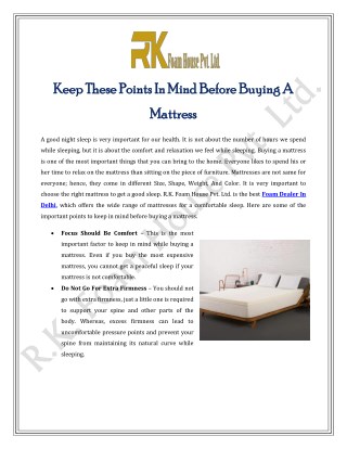 Keep These Points In Mind Before Buying A Mattress