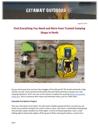 Find Everything You Need and More from Trusted Camping Shops in Perth