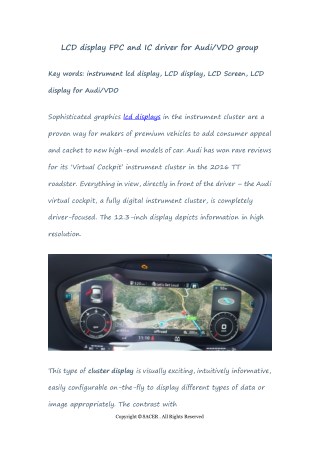 LCD display FPC and IC driver for Audi/VDO group