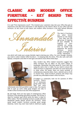 Classic And Modern Office Furniture - Key Behind The Effective Business