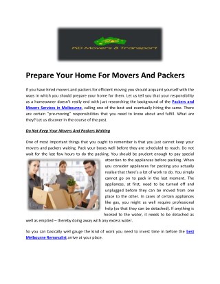 Packers and Movers Services in Melbourne