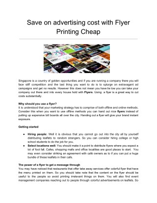 Save on advertising cost with flyer printing cheap