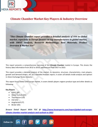 Climate Chamber Market Key Players & Industry Overview