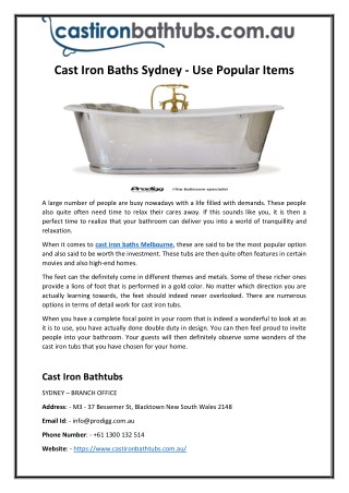 Cast Iron Baths Sydney - Use Popular Items