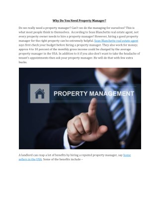 Why Do You Need a Property Manager?