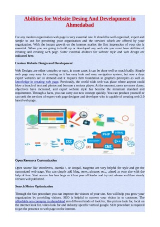 Abilities for Website Desing And Development in Ahmedabad