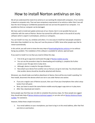 How to install norton on i os